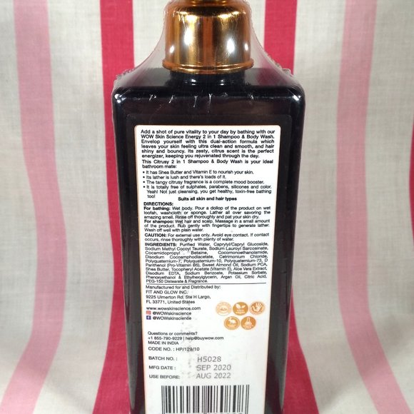 WOW Skin Science Energy 2-in-1 Shampoo & Body Wash For Men - Picture 7 of 11